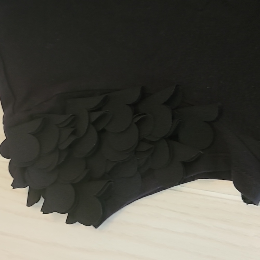 Ted Baker Size 3 Black Ruffle Heart Sleeve Top Shirt - Picture 2 of 11